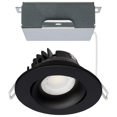 Satco 3-1/2 Inch 12 Watt Round LED Architectural Gimbal Downlight Fixture Selectable Black