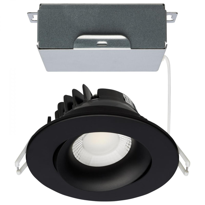 Satco 3-1/2 Inch 12 Watt Round LED Architectural Gimbal Downlight Fixture Selectable Black