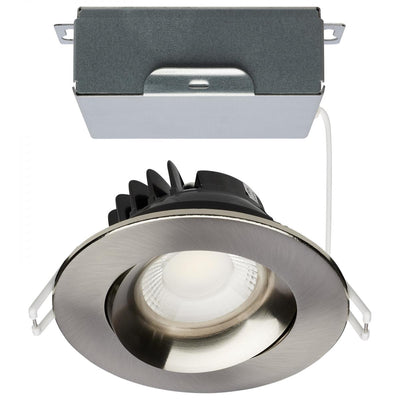 Satco 3-1/2 Inch 12 Watt Round LED Architectural Gimbal Downlight Fixture Selectable Brushed Nickel