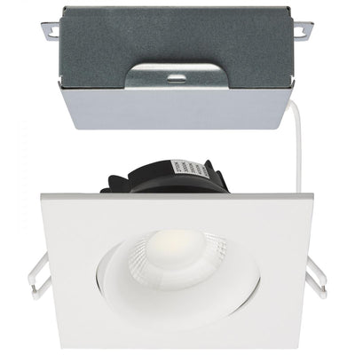Satco 3-1/2 Inch 12 Watt Square LED Architectural Gimbal Downlight Fixture Selectable White