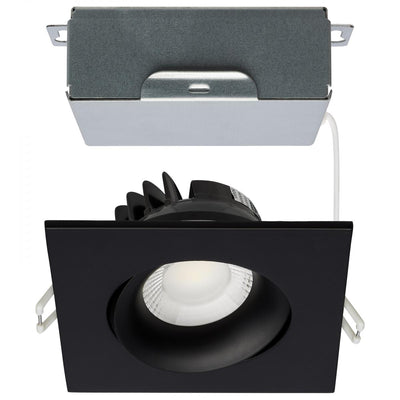 Satco 3-1/2 Inch 12 Watt Square LED Architectural Gimbal Downlight Fixture Selectable Black