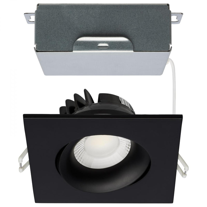 Satco 3-1/2 Inch 12 Watt Square LED Architectural Gimbal Downlight Fixture Selectable Black