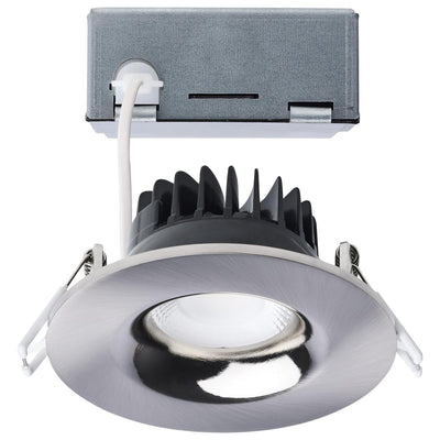 Satco 3-1/2 Inch 10 Watt Round Architectural LED Direct Wire Downlight 2700/3000/3500/4000/5000K Selectable Brushed Nickel