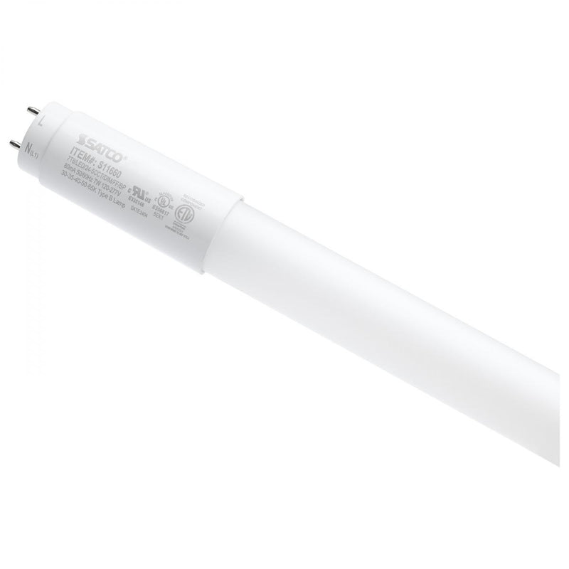Satco 2 Foot 7 Watt Color Selectable T8 Ballast Bypass LED Tube Light 3000/3500/4000/5000/6500K   