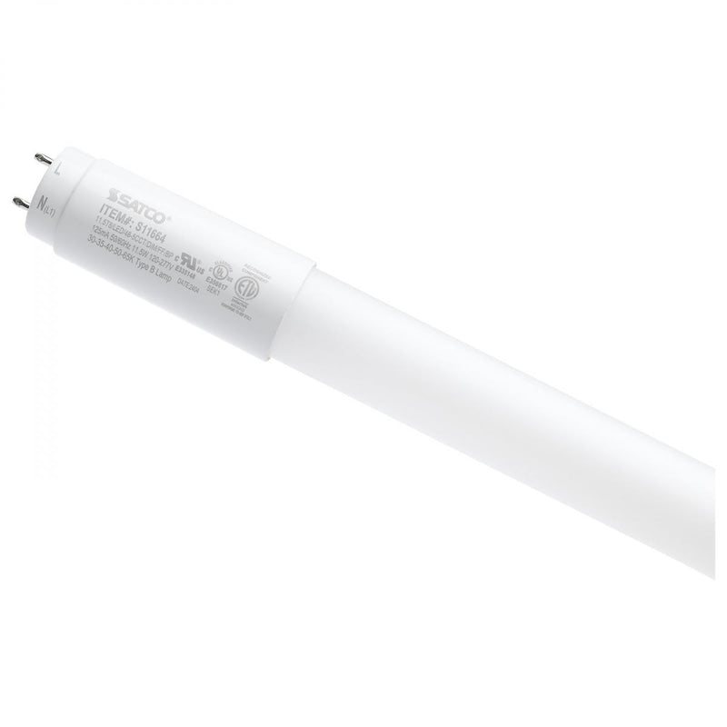 Satco 4 Foot 11.5 Watt LED Color Selectable T8 Ballast Bypass Tube Light 3000/3500/4000/5000/6500K   