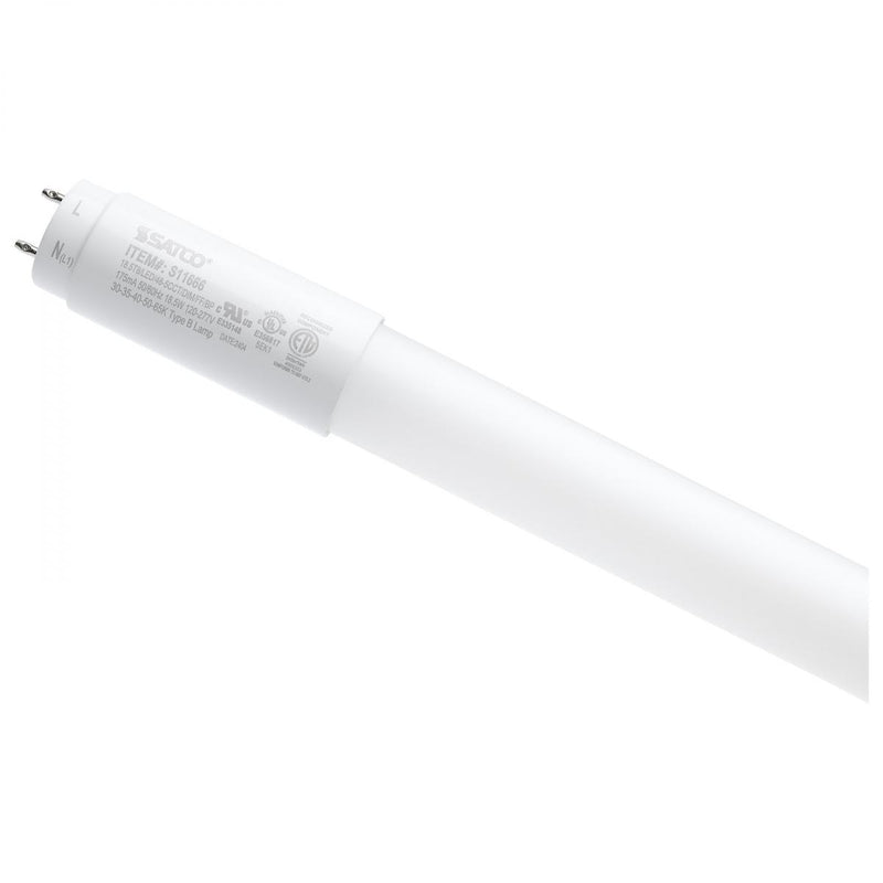 Satco 4 Foot 18.5 Watt LED Color Selectable T8 Ballast Bypass Tube Light 3000/3500/4000/5000/6500K   