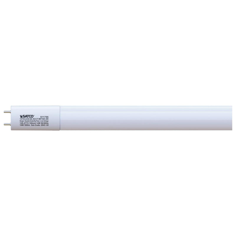 Satco 4 Foot 14 Watt LED T8 Color Selectable Ballast Bypass Tube Light 3000/3500/4000/5000/6500K Selectable  