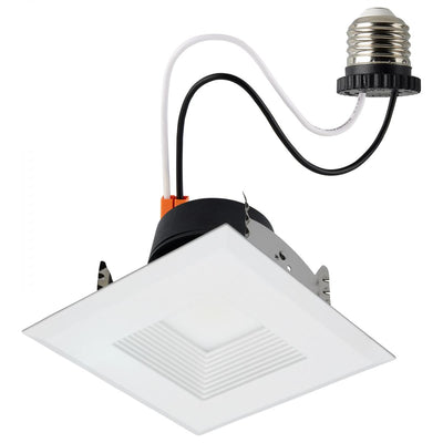 Satco 4 Inch 6/7/10 Watt Square Deep Baffled LED Selectable Downlight Retrofit 2700/3000/3500/4000/5000K   