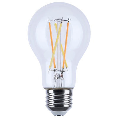 Satco 8 Watt Enclosed Fixture Rated 120V A19 E26 Clear Light Bulb Warm Dimming 3000-2000K