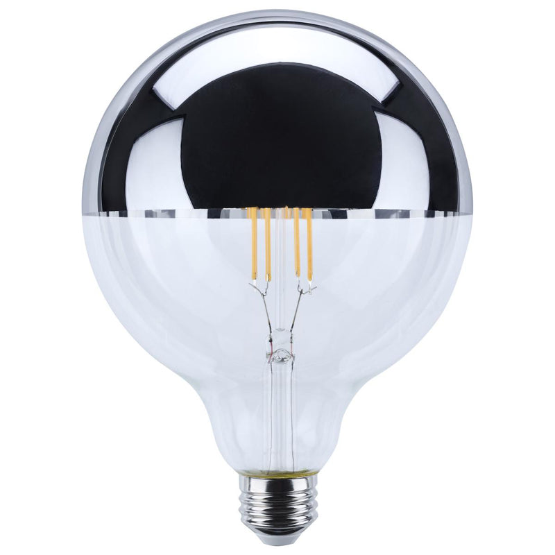 Satco 8 Watt Dimmable Crown Colored G40 LED Light Bulb 2700K 2700K Warm White Silver