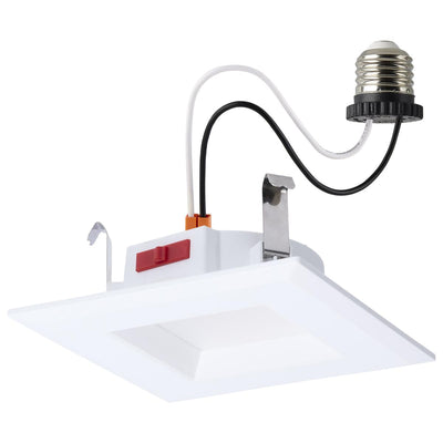 Satco 4 Inch 7 Watt Square LED Smooth Baffle Downlight 2700/3000/3500/4000/5000K