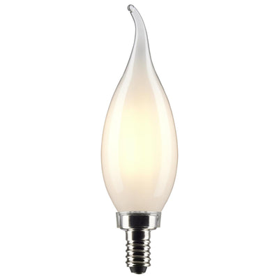 Satco 4 Watt Frosted Flametip LED Filament Bulb E12 Candelabra Base 2700K   