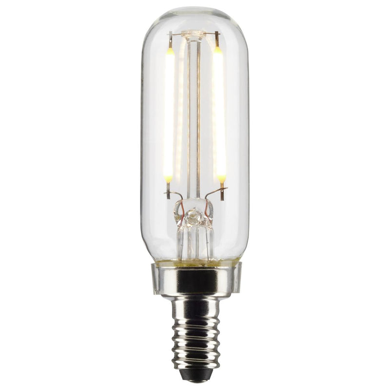 Satco 2.8 Watt Clear T6 Tubular LED E12 Candelabra Base Filament Bulb   