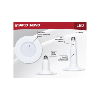 Satco 4 Inch 8.5 Watt QuickTrim LED Retrofit Downlight 2700K/3000K/3500K/4000K/5000K 2-Pack