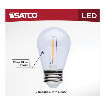 Satco LED Indoor/Outdoor Wet Location Rated String Lights Glass Replacement Lamp 4-Pack