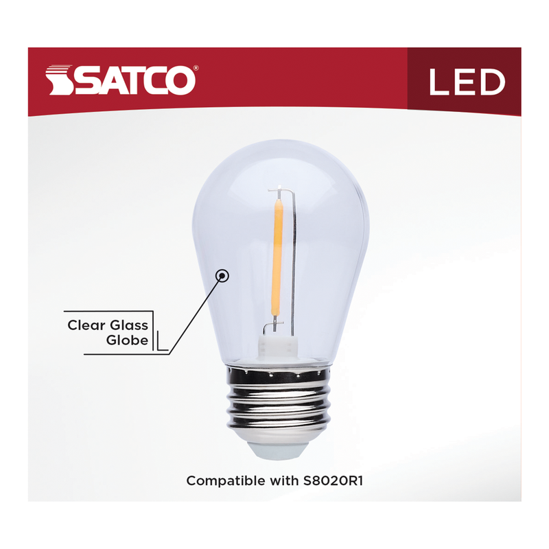 Satco LED Indoor/Outdoor Wet Location Rated String Lights Glass Replacement Lamp 4-Pack
