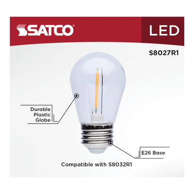 Satco LED Indoor/Outdoor Wet Location Rated String Lights Plastic Replacement Lamp 4-Pack