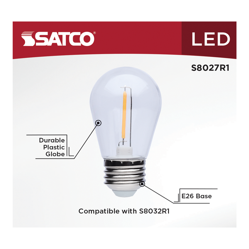 Satco LED Indoor/Outdoor Wet Location Rated String Lights Plastic Replacement Lamp 4-Pack