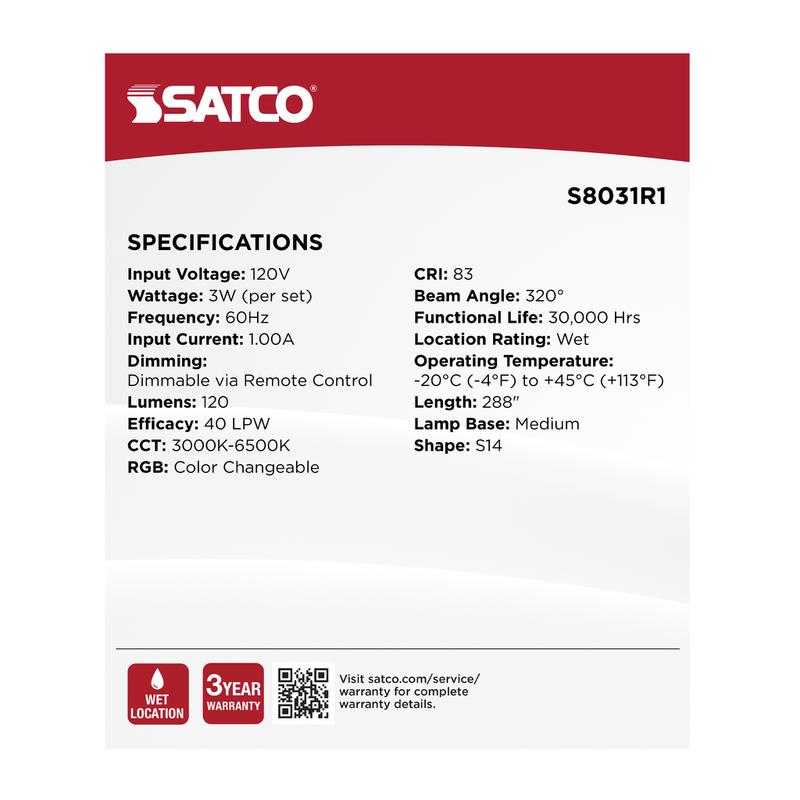 Satco LED Indoor/Outdoor String Lights with Remote Control