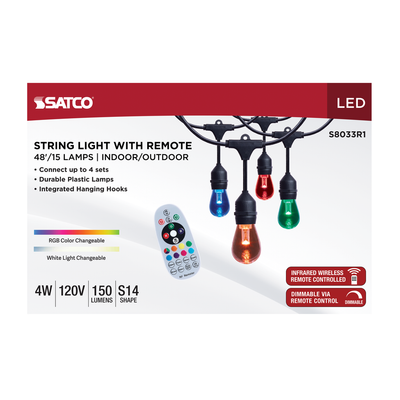 Satco LED Indoor/Outdoor String Lights with Remote Control