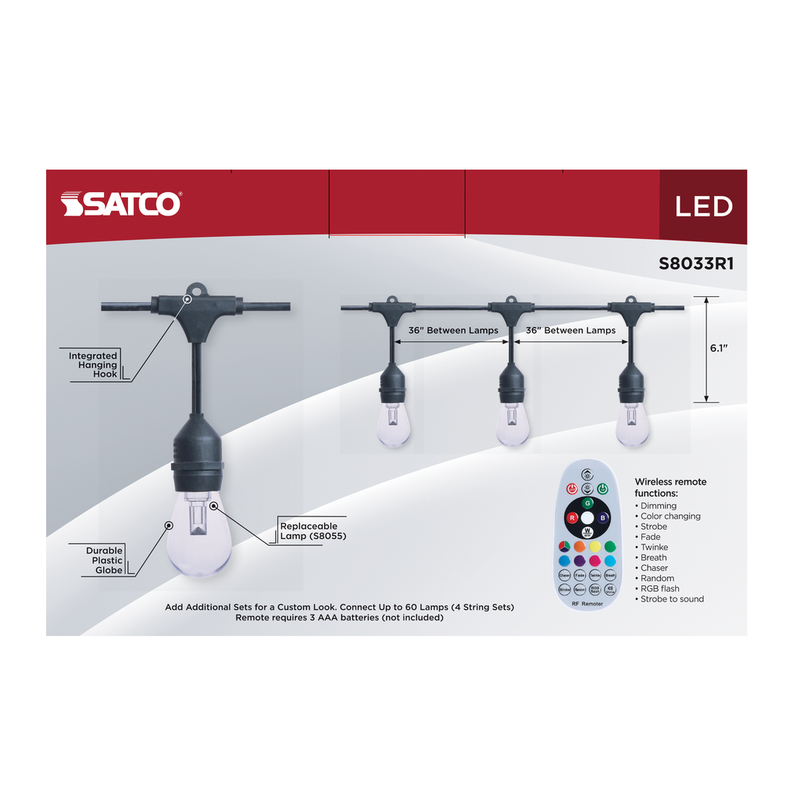 Satco LED Indoor/Outdoor String Lights with Remote Control