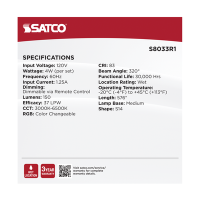 Satco LED Indoor/Outdoor String Lights with Remote Control