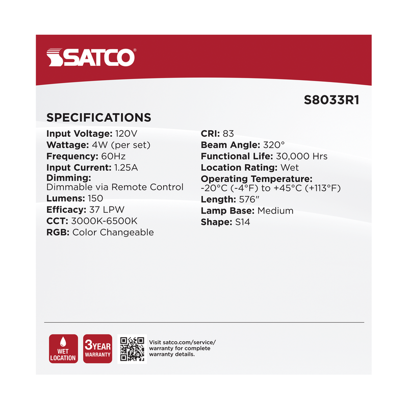 Satco LED Indoor/Outdoor String Lights with Remote Control