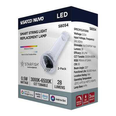 Satco Starfish Smart LED String Light 0.5 Watt Replacement Lamp