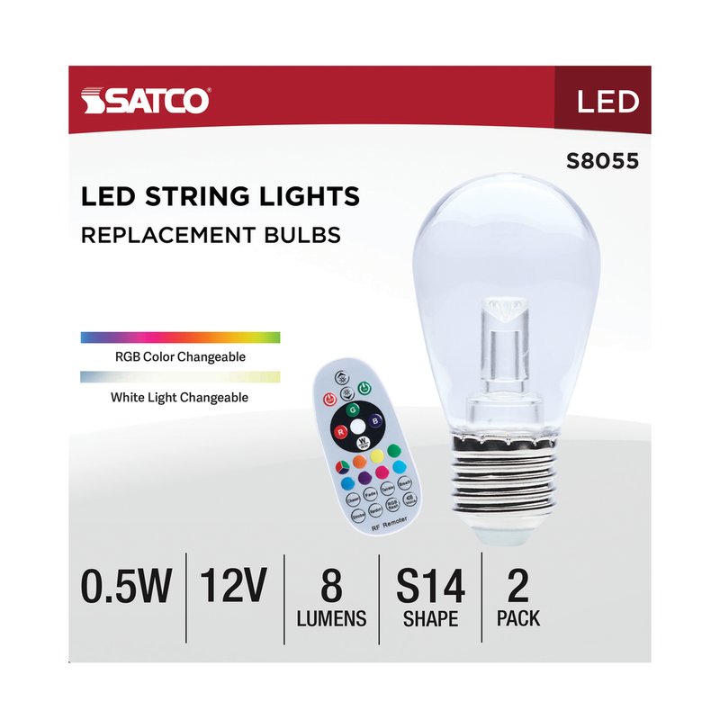 Satco LED Indoor/Outdoor String Lights with Remote Control 0.5 Watt Replacement Bulbs