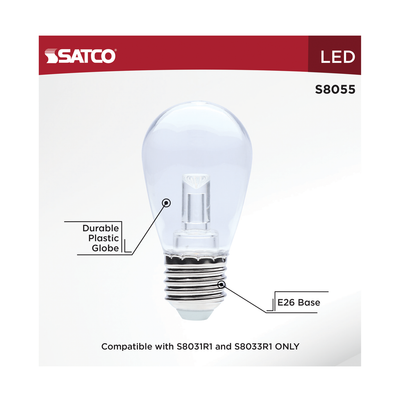 Satco LED Indoor/Outdoor String Lights with Remote Control 0.5 Watt Replacement Bulbs