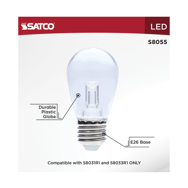 Satco LED Indoor/Outdoor String Lights with Remote Control 0.5 Watt Replacement Bulbs