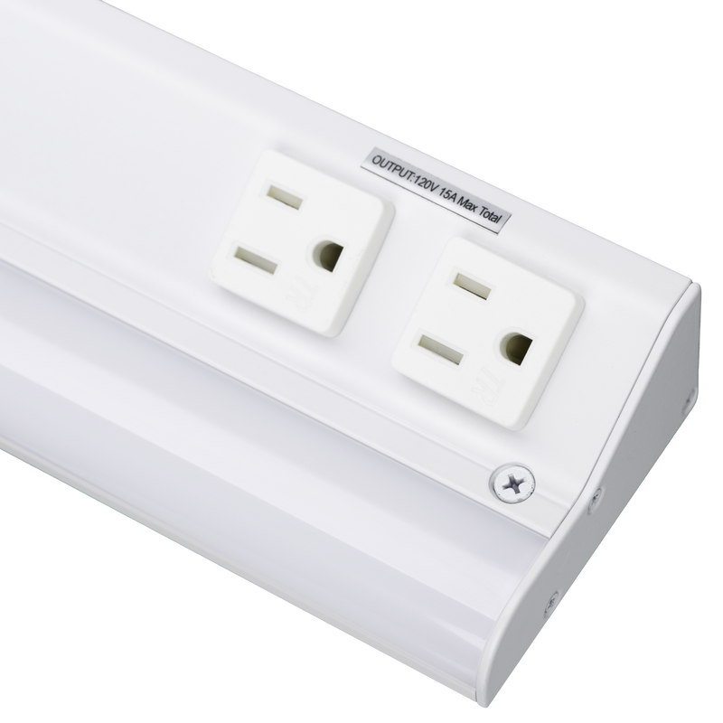 American Lighting 18 Inch 12 Watt Under Cabinet LED Light With Receptacles 2700/3000/3500/4000/5000K   