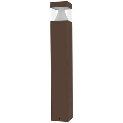 Westgate 14/19/24 Watt 42 Inch Square LED Bollard Flat Top Cone Reflector with Frosted Lens 3000K/4000K/5000K Selectable Bronze