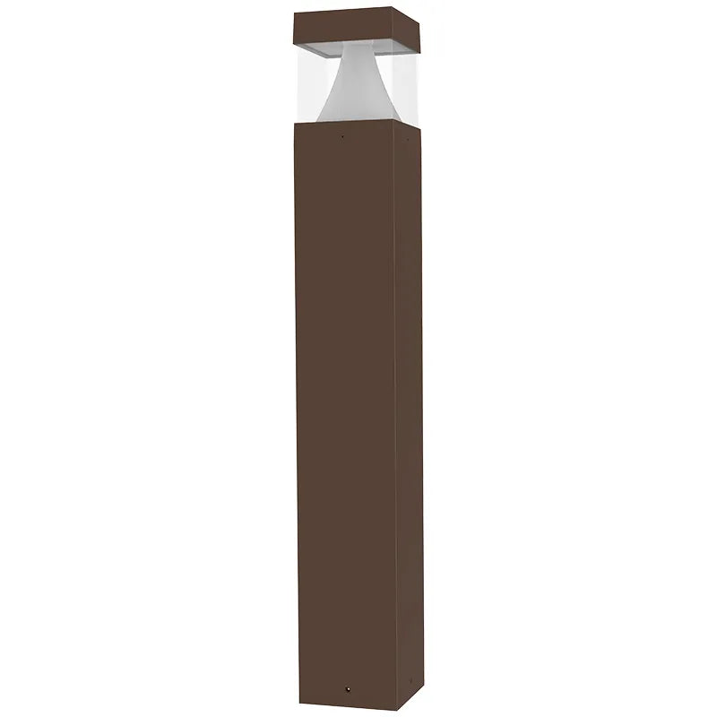 Westgate 14/19/24 Watt 42 Inch Square LED Bollard Flat Top Cone Reflector with Frosted Lens 3000K/4000K/5000K Selectable Bronze
