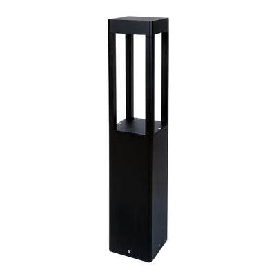 Westgate 10/18/25 Watt 26 Inch Square LED Bollard Open Lens Design 3000K/4000K/5000K Selectable Black