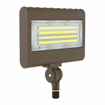 Westgate 15/20/30/50 Watt Selectable High Lumen 120-277V Medium LED Flood Light With 1/2 Inch Knuckle Mount 3000K Warm White Bronze