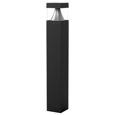 Westgate 14/19/24 Watt 42 Inch Square LED Bollard Flat Top Cone Reflector with Frosted Lens 3000K/4000K/5000K Selectable Black