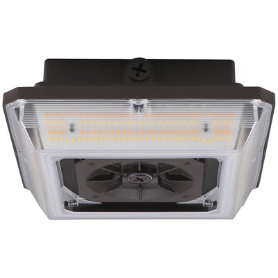 Westgate 60/75/90 Watt Selectable 120-277V Angled-Beam LED Garage Canopy Sensor Ready 3000K/4000K/5000K Selectable Bronze