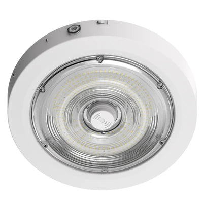 Westgate 40/60/80 Watt 120-277V Sensor Ready Round New Concept LED Garage Ceiling Light with Emergency Battery Backup 3000K/4000K/5000K Selectable White