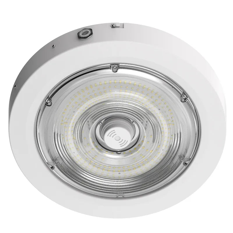 Westgate 40/60/80 Watt 120-277V Sensor Ready Round New Concept LED Garage Ceiling Light with Emergency Battery Backup 3000K/4000K/5000K Selectable White