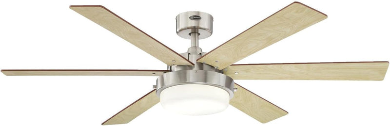 Westinghouse Lighting Alloy II 52 Inch Reversible Six Blade Indoor Ceiling Fan Brushed Nickel Finish With LED Light Kit