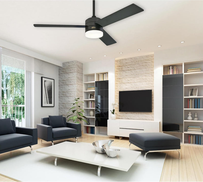 Westinghouse Lighting Alta Vista 52 Inch Three Blade Indoor Ceiling Fan Matte Black Finish With Dimmable LED Light Fixture Remote Control Included