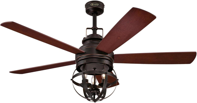 Westinghouse Lighting Stella Mira 52 Inch Five Blade Indoor Ceiling Fan Oil Rubbed Bronze Finish With Dimmable LED Light Kit