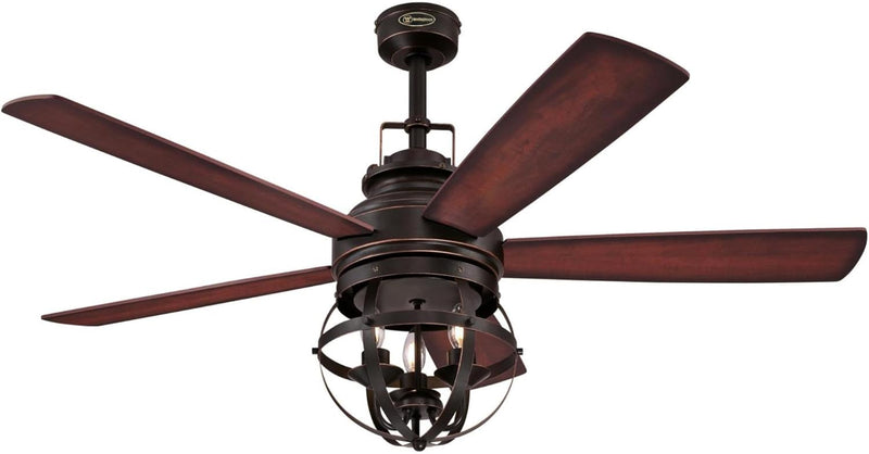 Westinghouse Lighting Stella Mira 52 Inch Five Blade Indoor Ceiling Fan Oil Rubbed Bronze Finish With Dimmable LED Light Kit