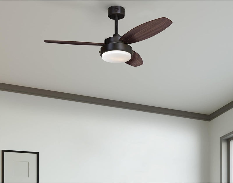 Alloy 42 Inch Three Blade Indoor Ceiling Fan With LED Light Fixture