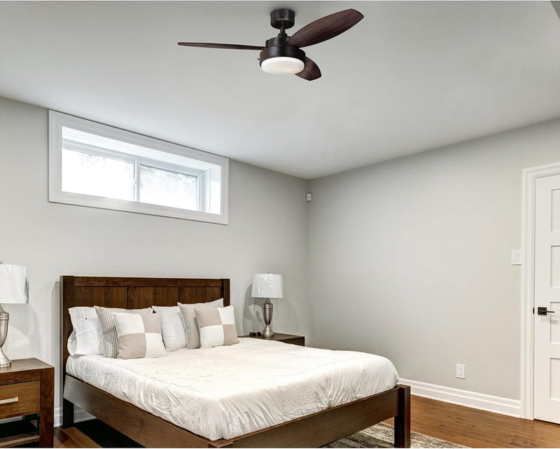 Alloy 42 Inch Three Blade Indoor Ceiling Fan With LED Light Fixture