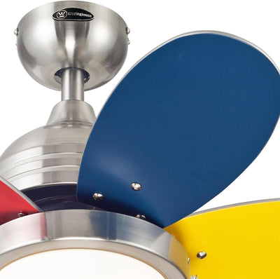 Westinghouse Lighting Roundabout 30 Inch Five Blade Indoor Ceiling Fan Brushed Nickel Finish With Dimmable LED Light Fixture