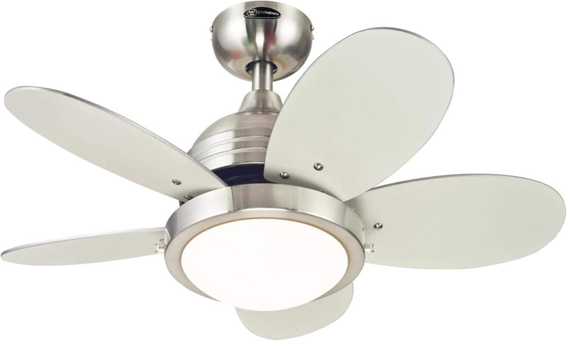 Westinghouse Lighting Roundabout 30 Inch Five Blade Indoor Ceiling Fan Brushed Nickel Finish With Dimmable LED Light Fixture