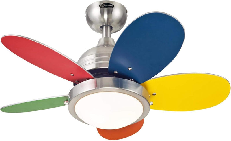 Westinghouse Lighting Roundabout 30 Inch Five Blade Indoor Ceiling Fan Brushed Nickel Finish With Dimmable LED Light Fixture