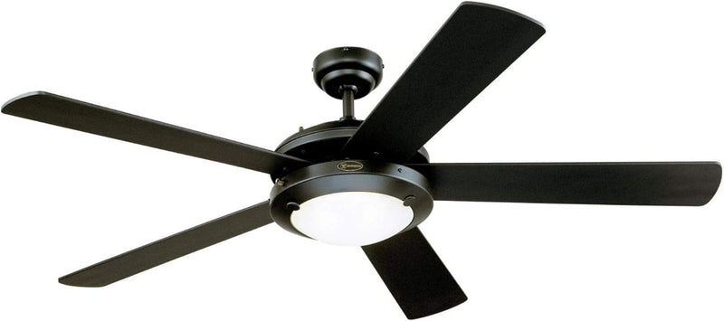Westinghouse Lighting Comet 52 Inch Five Blade Indoor Ceiling Fan With Dimmable LED Light Fixture 5 Blades Matte Black